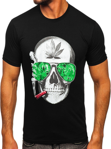 Fekete színű férfi póló nyomattal Bolf Y70019