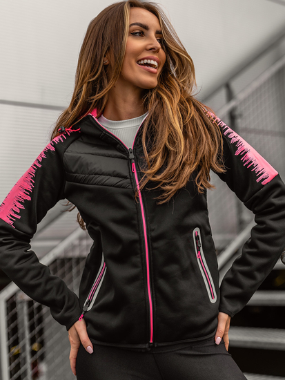 Steppelt átmeneti női dzseki kapucnival fekete színben Bolf KSW4007A