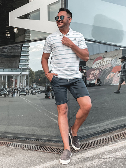 Férfi galléros póló fehér színben Bolf 14954