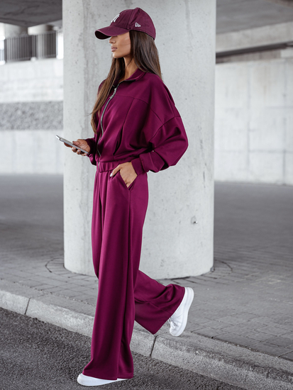 Női két darabos szett cipzárral bordó Bolf 821109