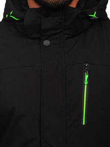 Fekete-zöld téli sportos férfi sídzseki Bolf 7097