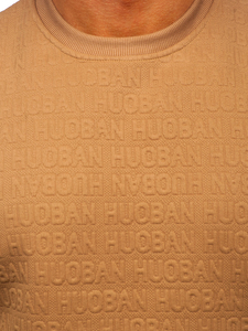 Bézs színű mintás férfi melegítőfelső kapucni nélkül Bolf LJ0599