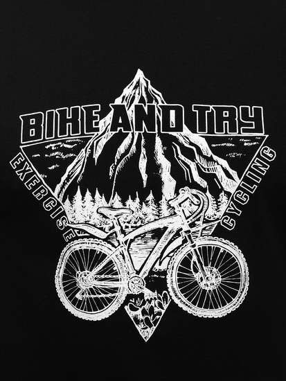 Fekete pamut férfi póló mintával Bolf MPO3557