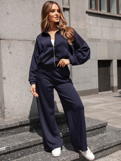 Női két darabos szett cipzárral tengerészkék Bolf 821109