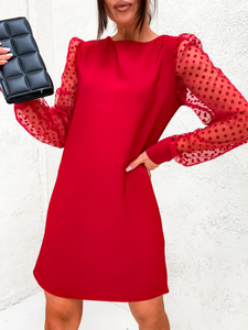 Piros női trapézruha sifon ujjakkal Bolf 8234