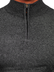 Állógalléros férfi pulóver fekete színben Bolf S8274