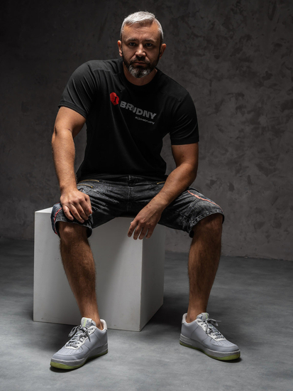 Fekete férfi póló Igor Brudny kollekcióból nyomattal 02