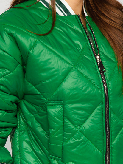 Átmeneti steppelt női bomberdzseki zöld színben Bolf 82556