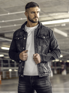 Férfi farmerdzseki fekete színben Bolf 200A