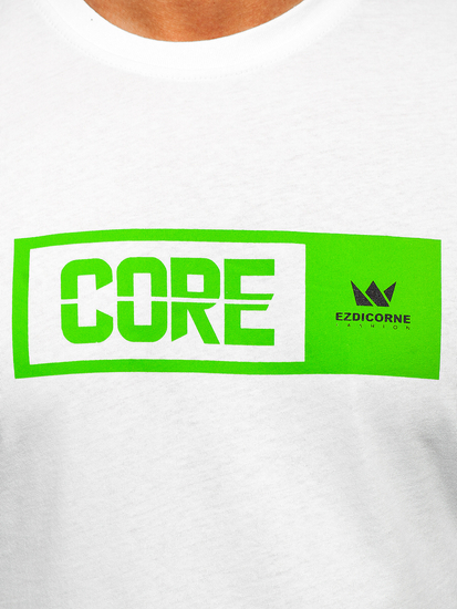 Fehér színű pamut férfi póló mintával Bolf 14790