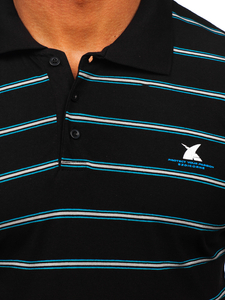 Férfi galléros póló fekete színben Bolf 14954