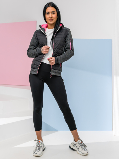 Steppelt átmeneti női dzseki kapucnival fekete színben Bolf KSW4001