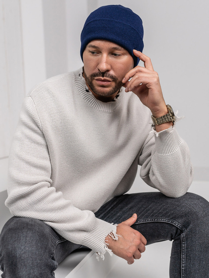 Téli bélelt férfi sapka gránátkék színben YW09004M