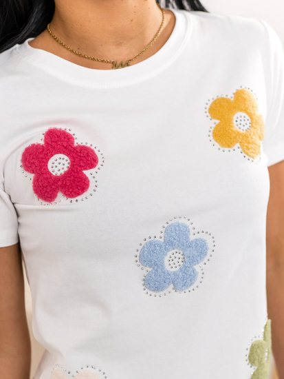 Fehér női póló applikációval Bolf 95T2529