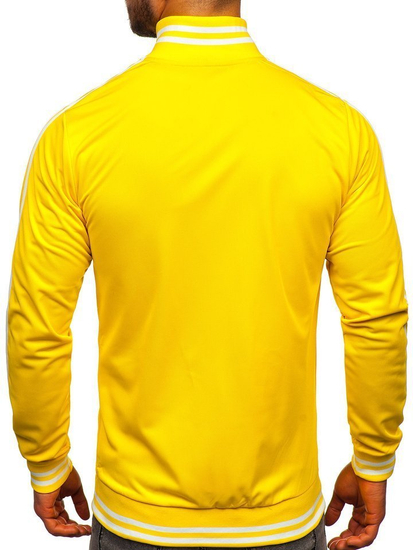 Nyitható retro style férfi pulcsi állógallérral sárga színben Bolf 11113