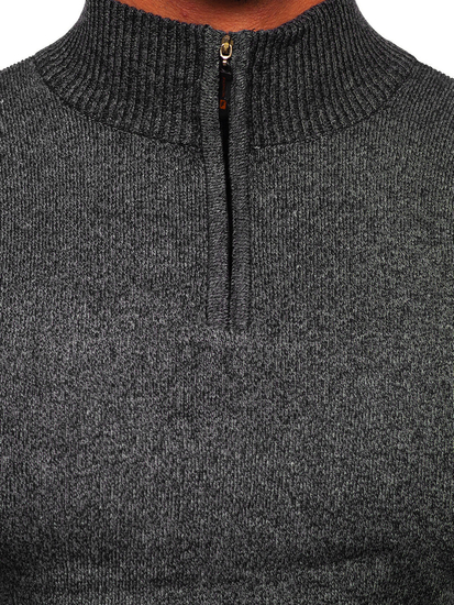 Állógalléros férfi pulóver fekete színben Bolf S8274