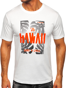 Fehér pamut férfi póló mintával Bolf MPO3497