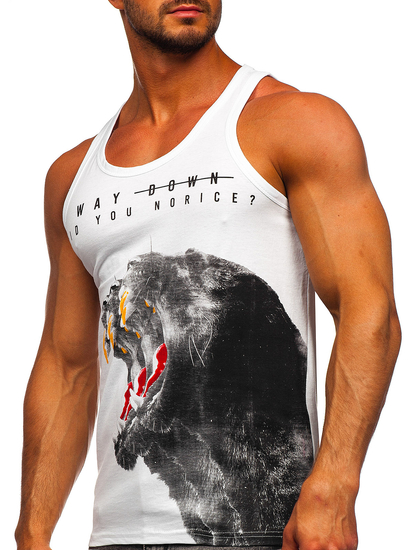 Mintás tank-top bokszoláshoz fehér színben Bolf 14836