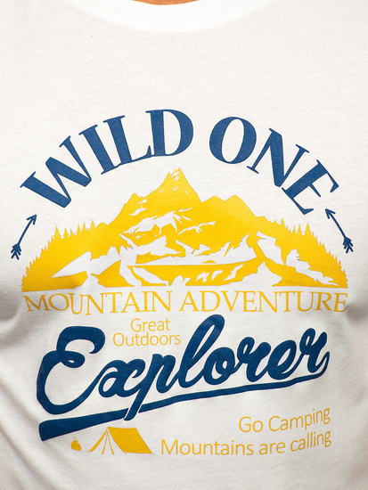 Fehér pamut férfi póló mintával Bolf MPO3484