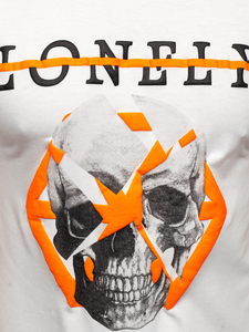 Mintás férfi póló fehér színben Bolf Y70011