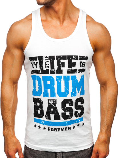 Mintás tank-top bokszoláshoz fehér színben Bolf 14832