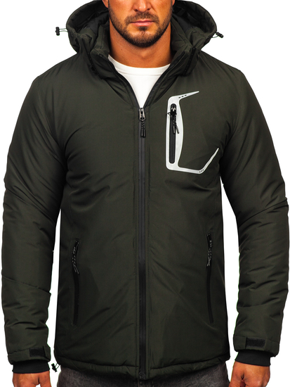 Téli férfi dzseki khaki színben Bolf HKK2025