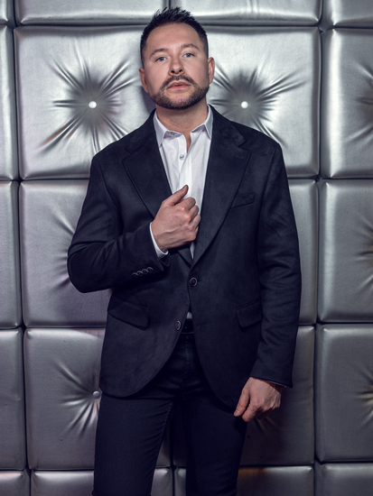 Férfi fekete bársony zakó Bolf 24410