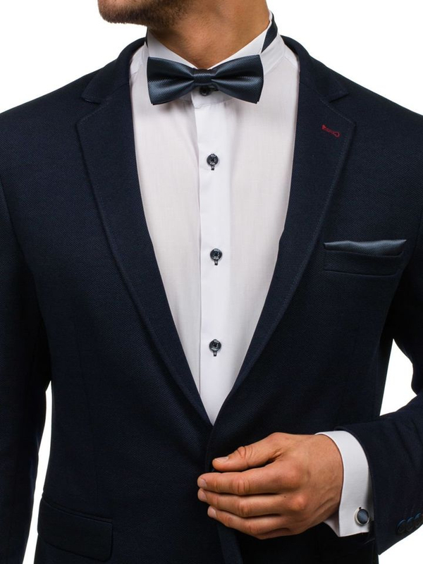 Férfi szett: csokornyakkendő, mandzsettagombok, díszzsebkendő grafit Bolf MSP01