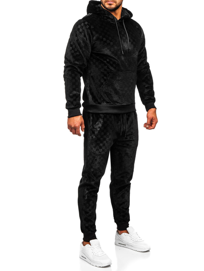 Fekete férfi bársony melegítő kapucnival Bolf 3A82-A