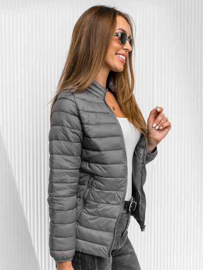 Átmeneti steppelt női dzseki szürke színben Bolf 1141