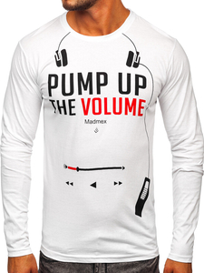 Férfi hosszú ujjú felső mintával fehér színben Bolf 1219