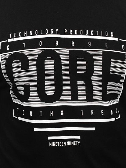 Fekete színű férfi póló mintával Bolf SS11071