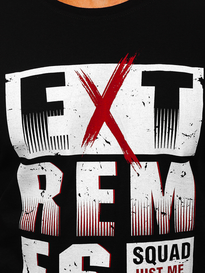 Fekete színű férfi póló nyomattal Bolf 14312