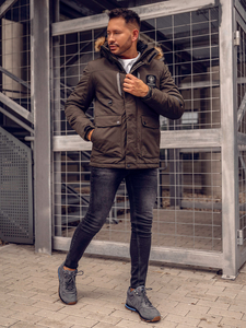 Téli férfi dzseki zöld színben Bolf 1827A