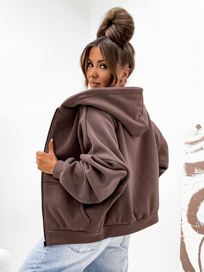 Női kapucnis pulóver szigetelt butterfly csokoládé Bolf 821112