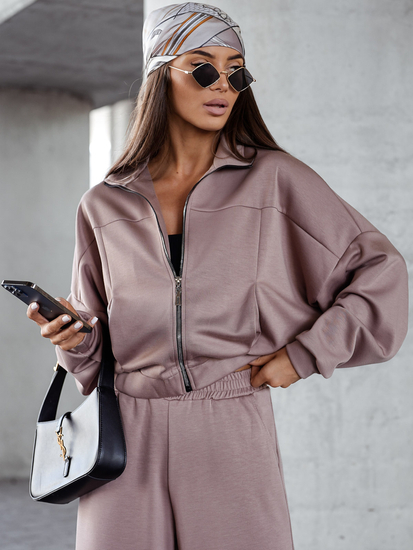 Női két darabos szett cipzárral cappuccino Bolf 821109