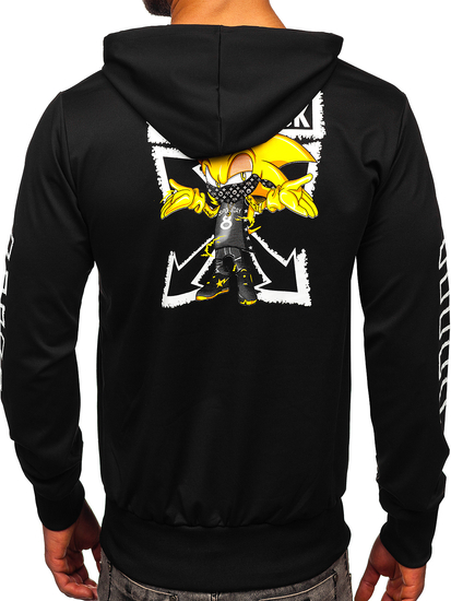 Fekete mintás férfi kapucnis pulcsi Bolf HM611