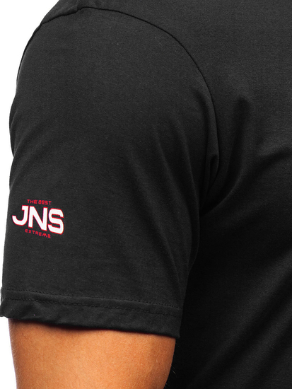 Fekete színű férfi pamut póló mintával Bolf 14741