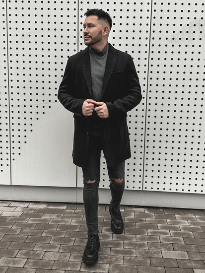  Férfi téli kabát fekete színben Bolf 1047-1