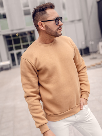 Vastag férfi melegítőfelső kapucni nélkül barna zínben Bolf 2001A