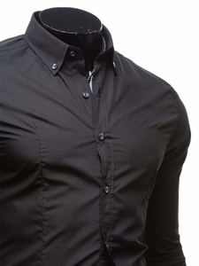 Elegáns hosszú ujjú férfi ing fekete Bolf 1703-1