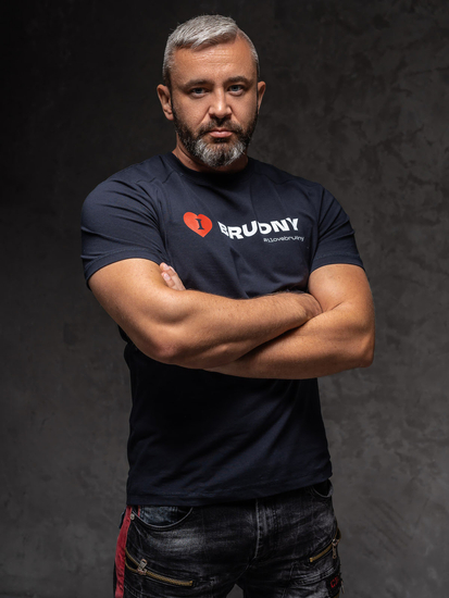 Sötétkék férfi póló Igor Brudny kollekcióból nyomattal 02