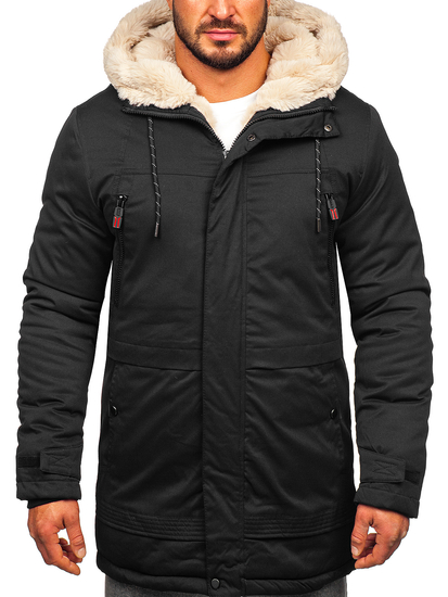 Téli férfi parka fekete színben Bolf 22M51