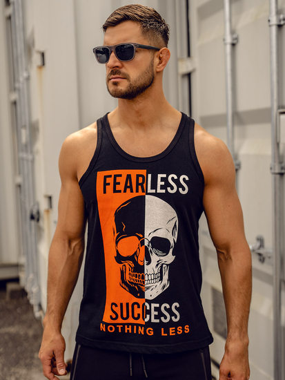 Fekete férfi tank top trikó boxer mintával Bolf 14841A