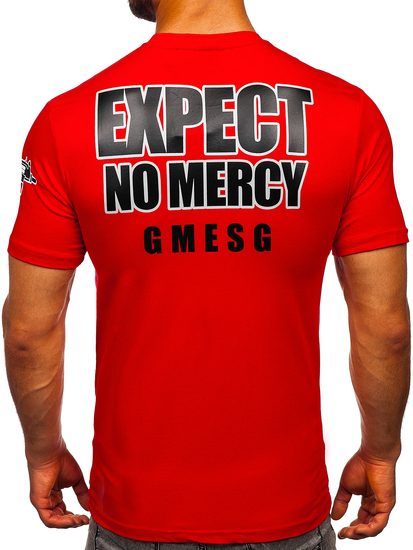 Mintás férfi póló piros színben Bolf 2291