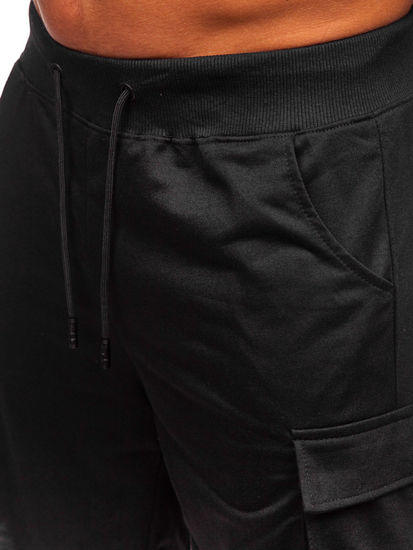 Fekete pamut cargo rövidnadrág férfi Bolf 8K1505