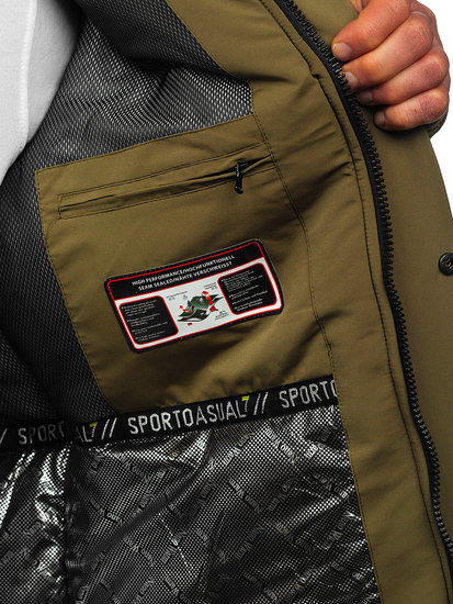 Khaki férfi téli dzseki kapucnival Bolf 22M322