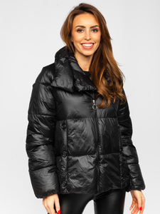 Fekete steppelt női téli dzseki Bolf P6609