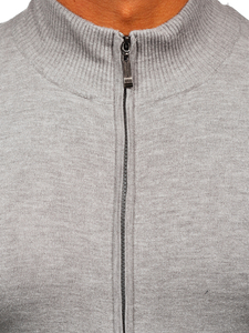 Nyitható férfi pulóver szürke színben Bolf YY07