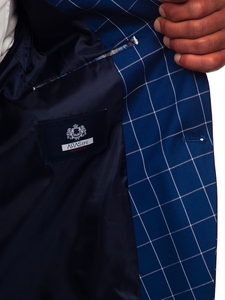 Kockás férfi casual zakó kék színben Bolf 001
